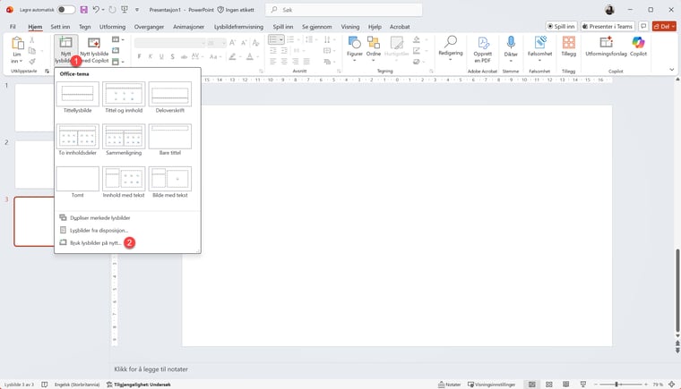 Hvordan bruke lysbilder på nytt i PowerPoint 3