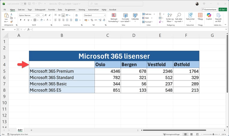 Hvordan dele en celle i to overskrifter i Excel 1