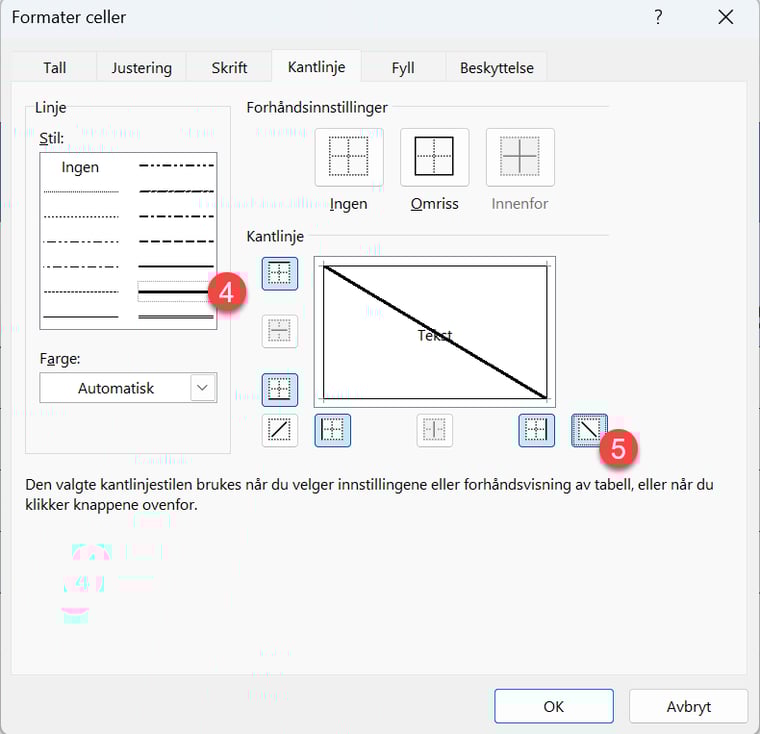 Hvordan dele en celle i to overskrifter i Excel 4