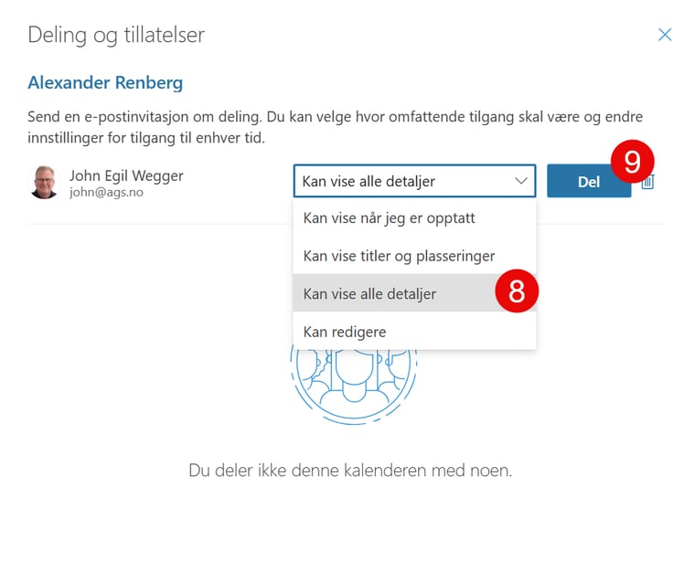 Hvordan dele og delegere kalenderen din i Nye Outlook 6