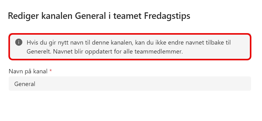 Hvordan endre navn på Generelt kanalen i Teams 3