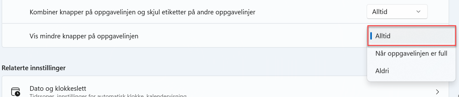 Hvordan gjøre oppgavelinjeikoner mindre i Windows 6