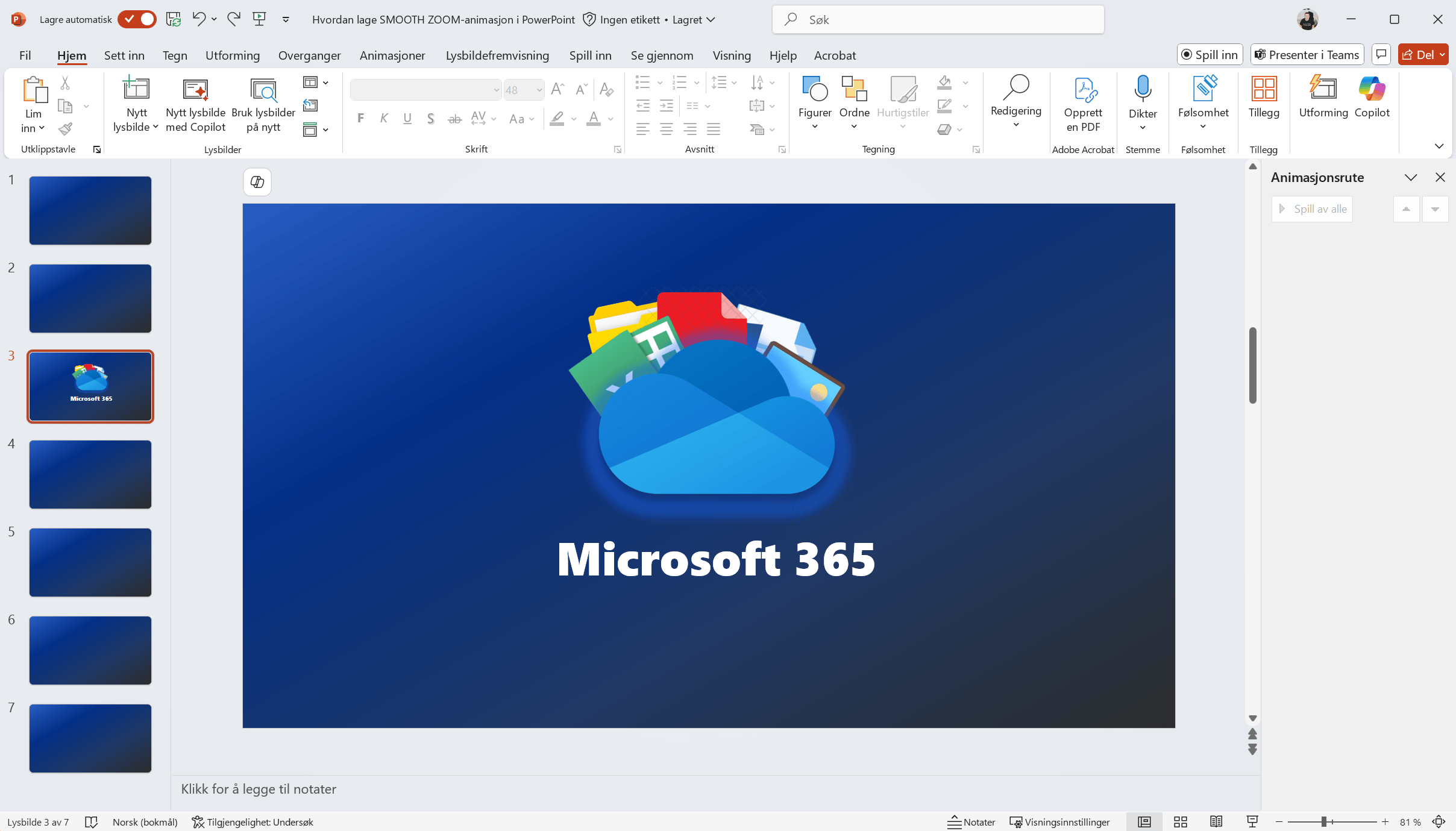 Hvordan lage SMOOTH ZOOM animasjon i PowerPoint 0