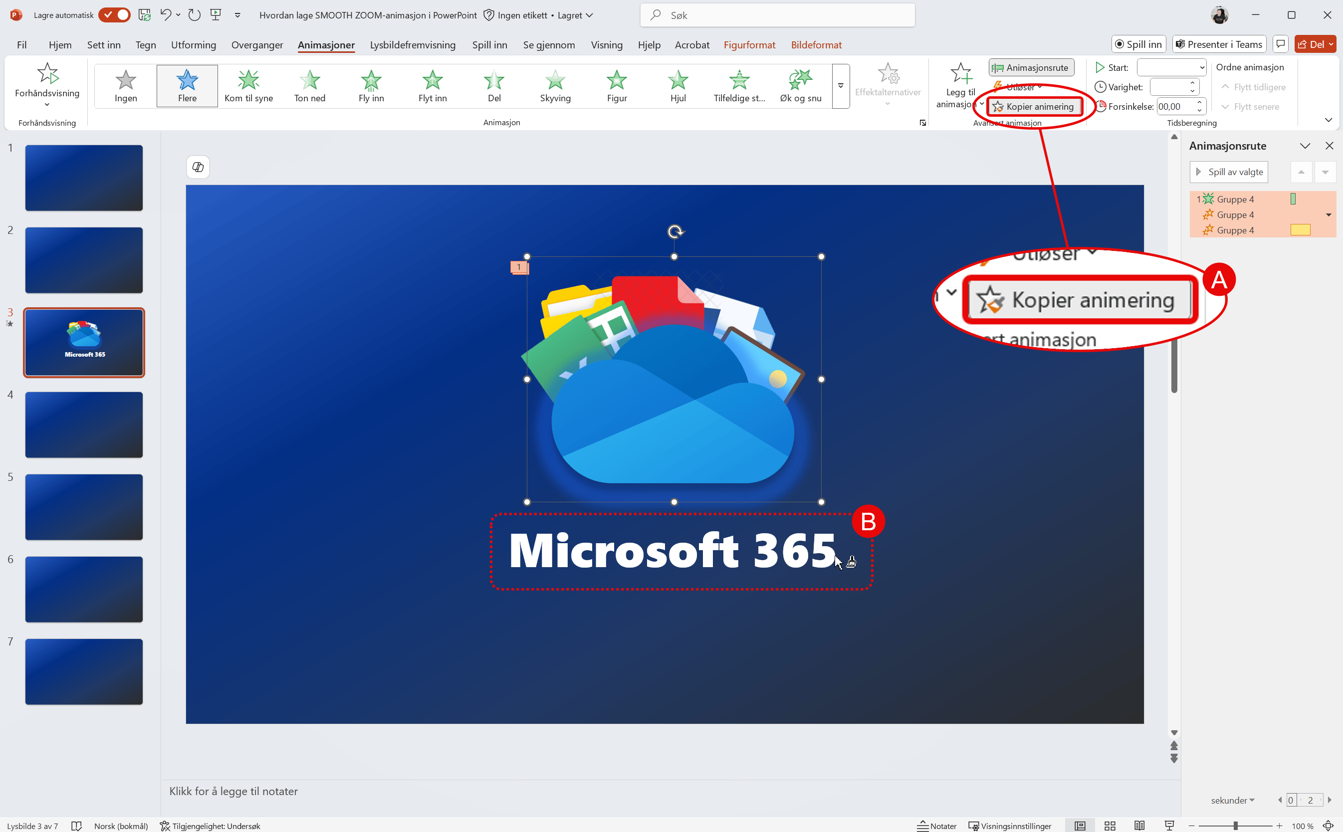 Hvordan lage SMOOTH ZOOM animasjon i PowerPoint 12