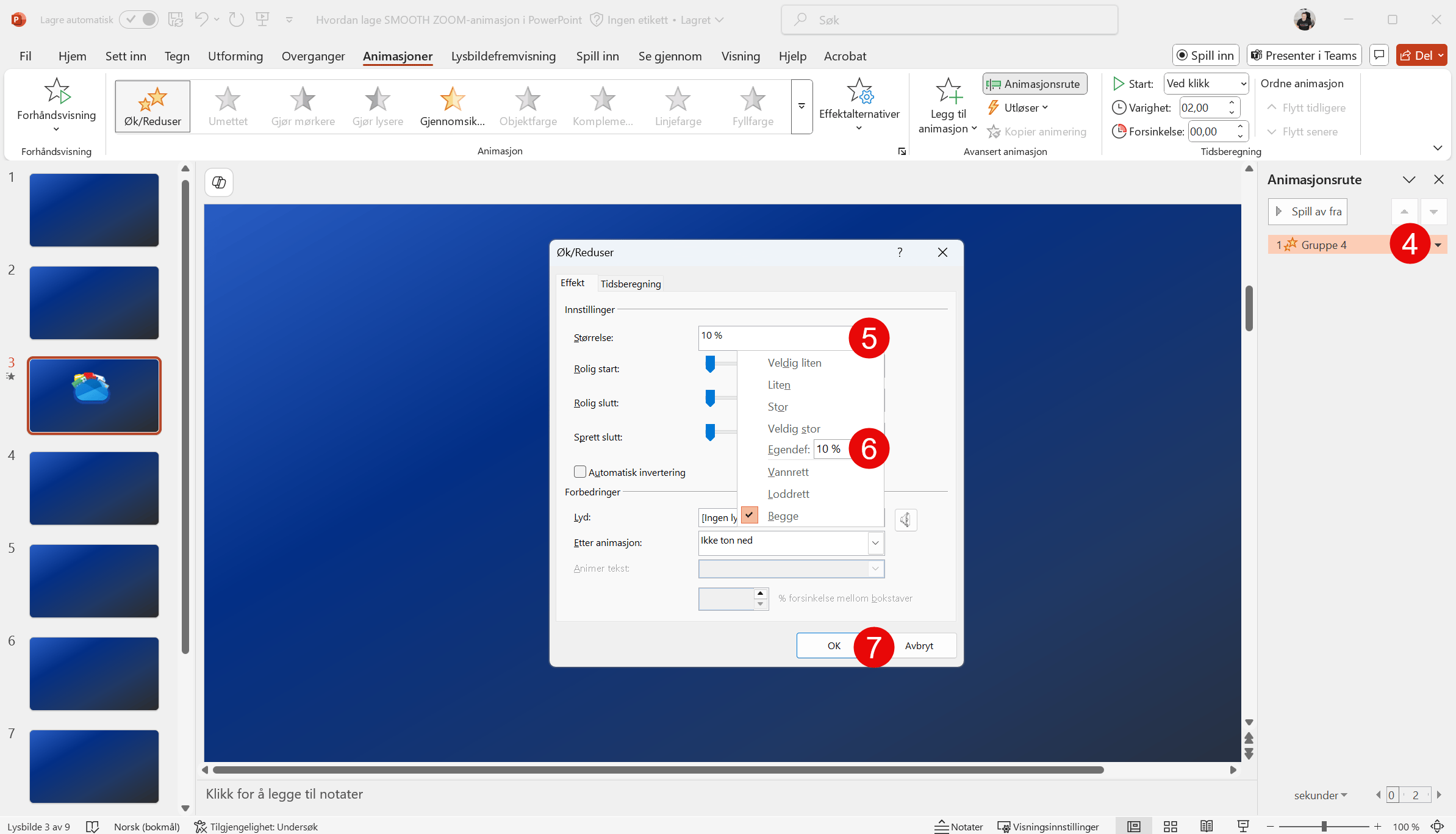 Hvordan lage SMOOTH ZOOM animasjon i PowerPoint 3