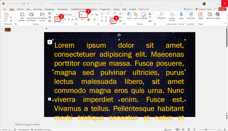 Hvordan lage Star Wars tekst i PowerPoint 2