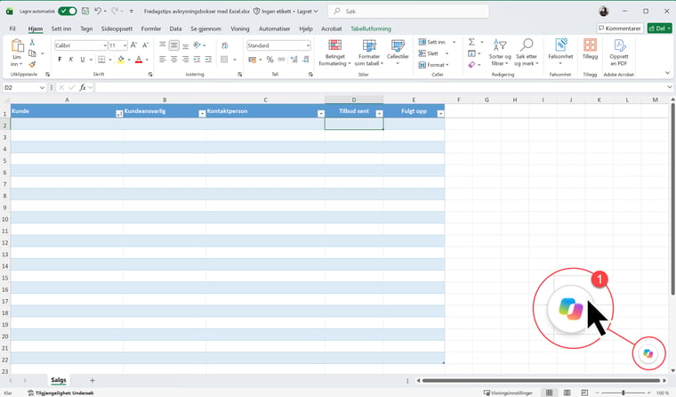 Hvordan lage avkrysningsbokser i Excel med Copilot 2