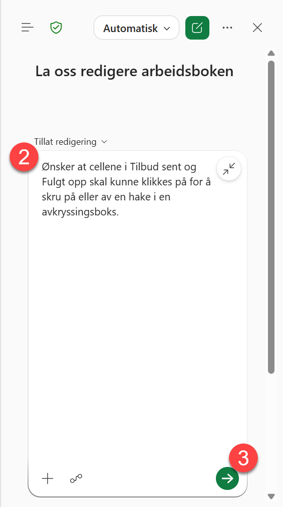 Hvordan lage avkrysningsbokser i Excel med Copilot 3