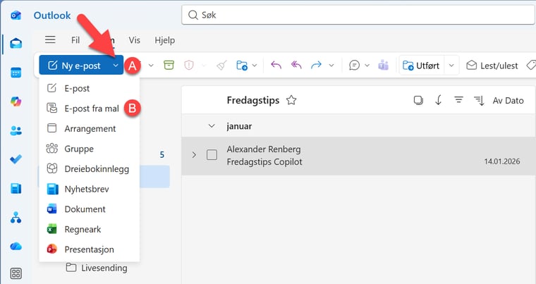 Hvordan lage e-postmal i Outlook 5
