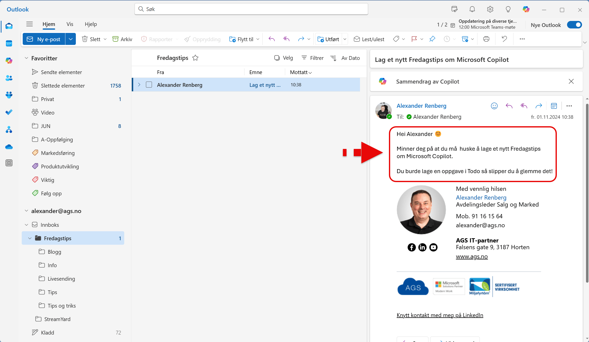 Hvordan lage en oppgave i Microsoft To Do fra en e-post i Outlook 2