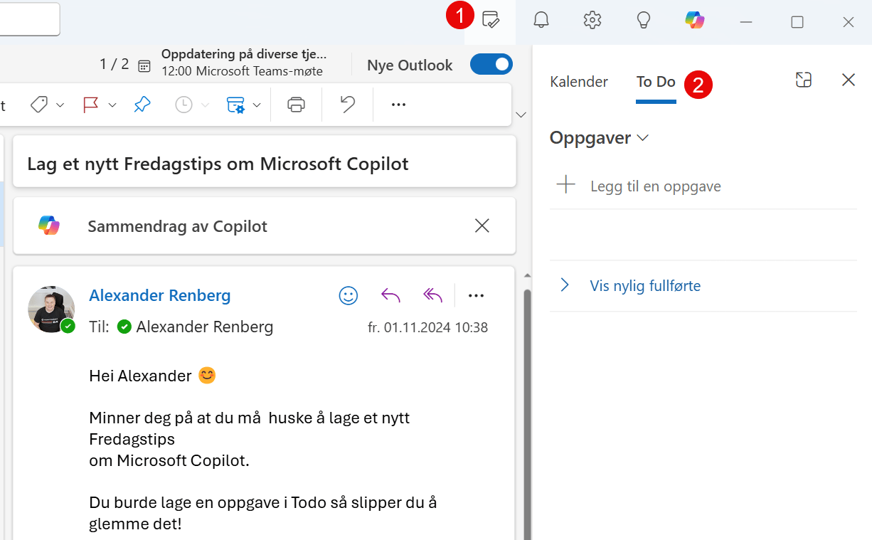 Hvordan lage en oppgave i Microsoft To Do fra en e-post i Outlook 3