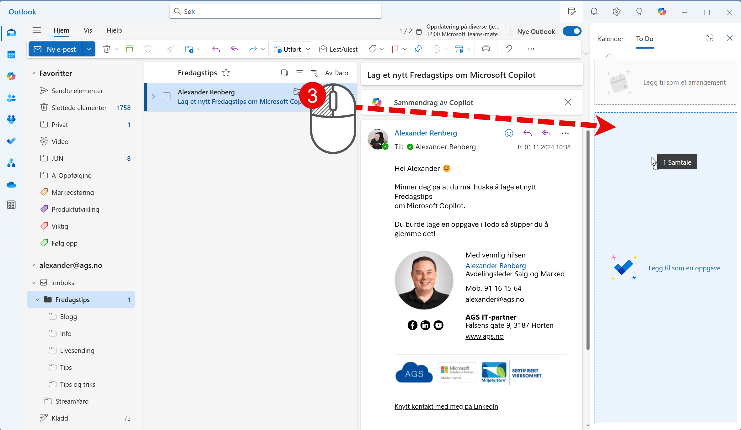 Hvordan lage en oppgave i Microsoft To Do fra en e-post i Outlook 4