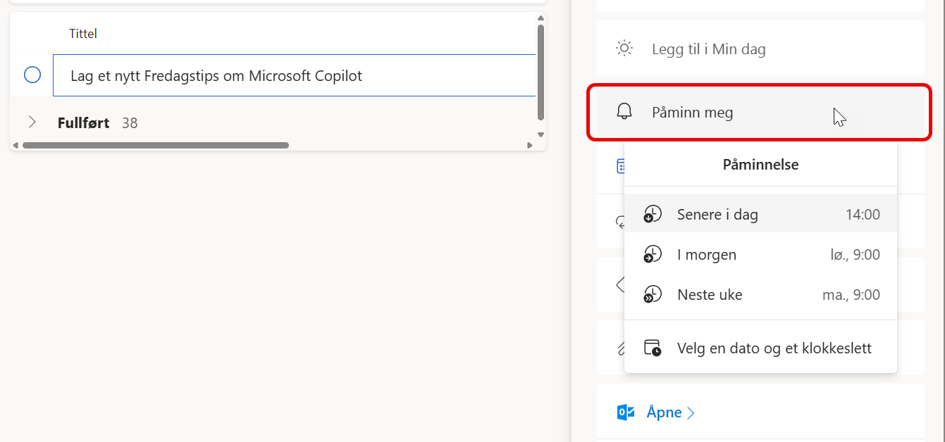 Hvordan lage en oppgave i Microsoft To Do fra en e-post i Outlook 8