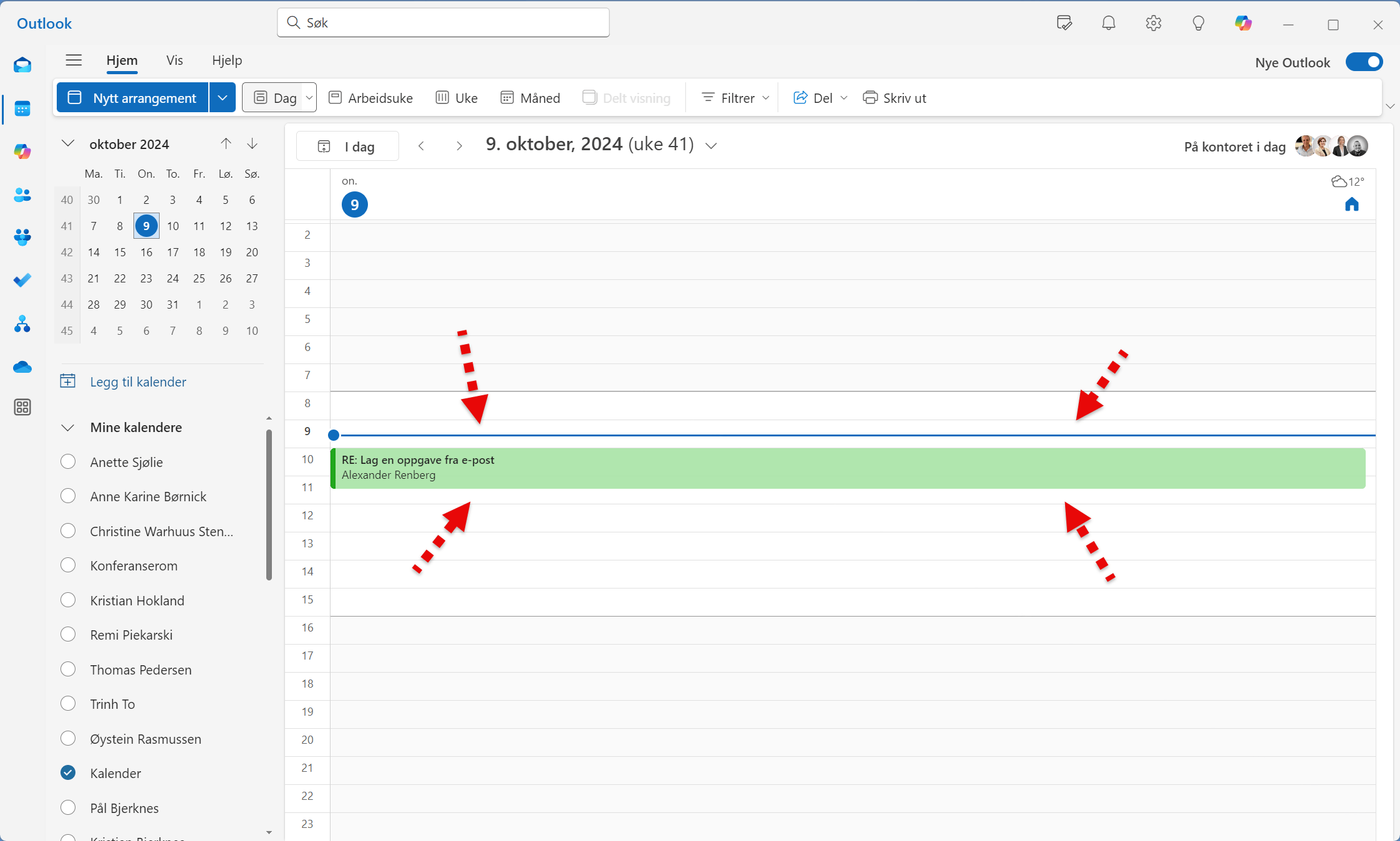 Hvordan lage kalenderoppføring av e-post i nye Outlook 6