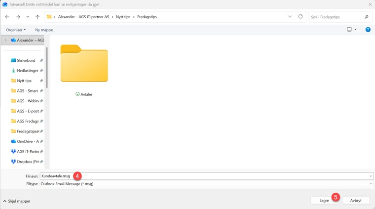Hvordan lagre e-post som fil i Outlook 4