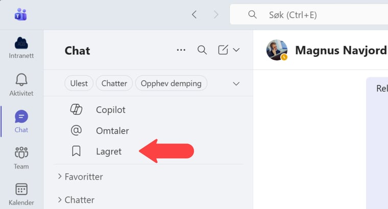 Hvordan lagre meldinger i Teams 4
