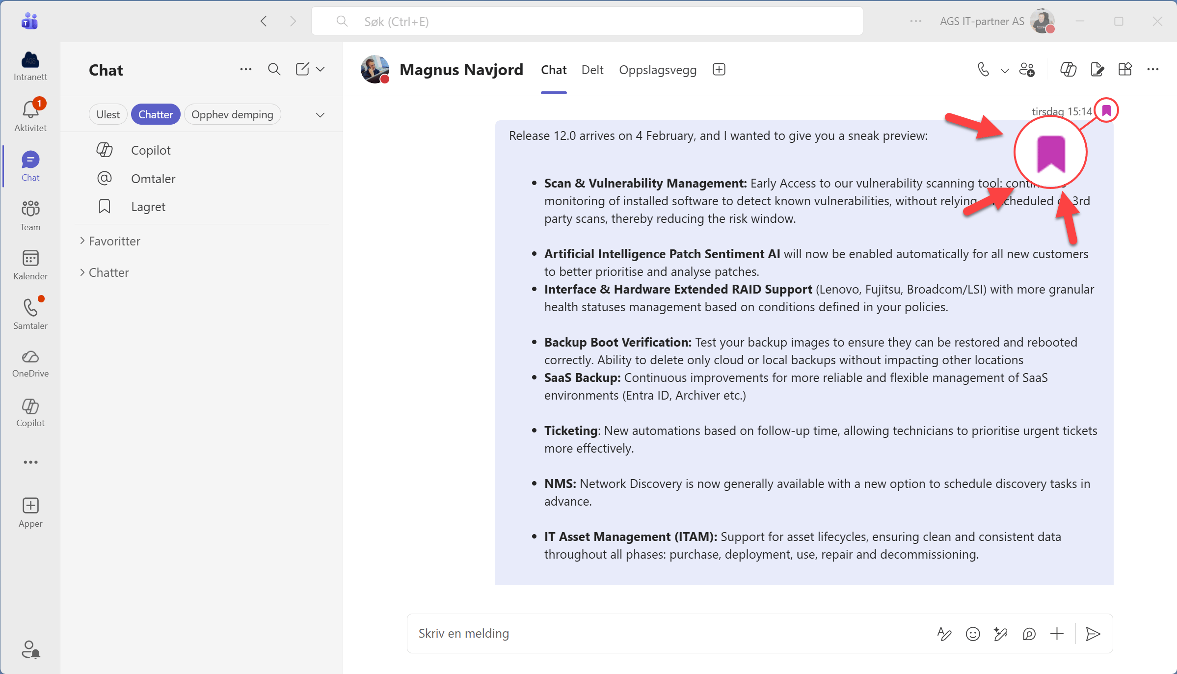 Hvordan lagre meldinger i Teams 6