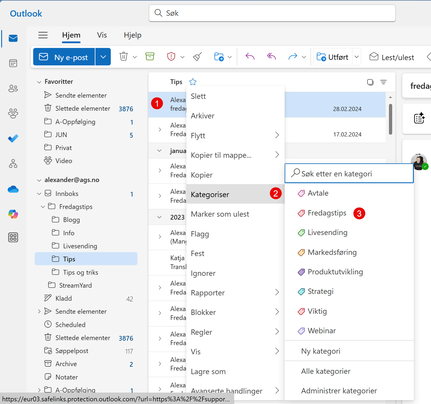 Hvordan legge til en tag som favoritt i Outlook 4