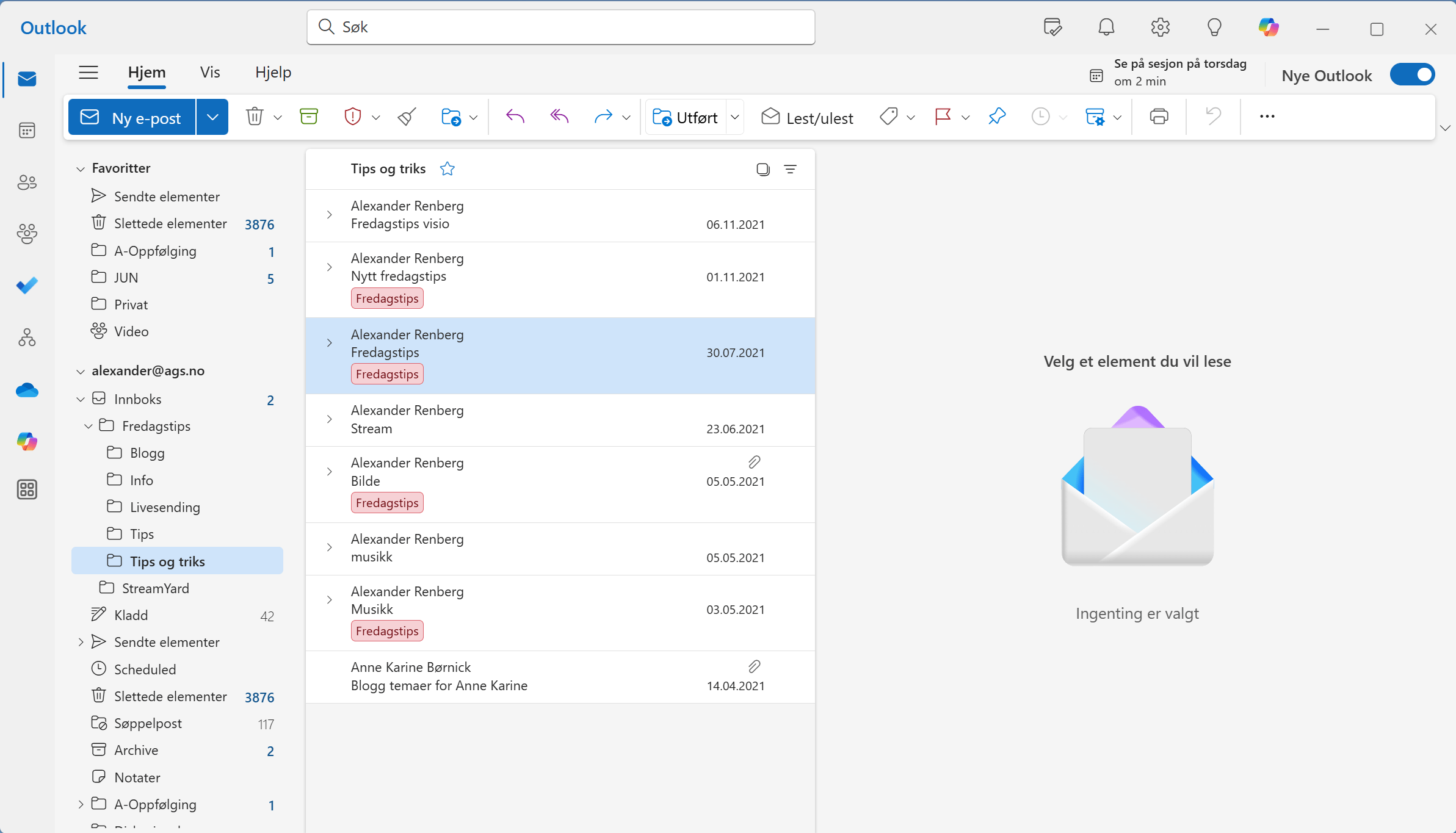 Hvordan legge til en tag som favoritt i Outlook 6
