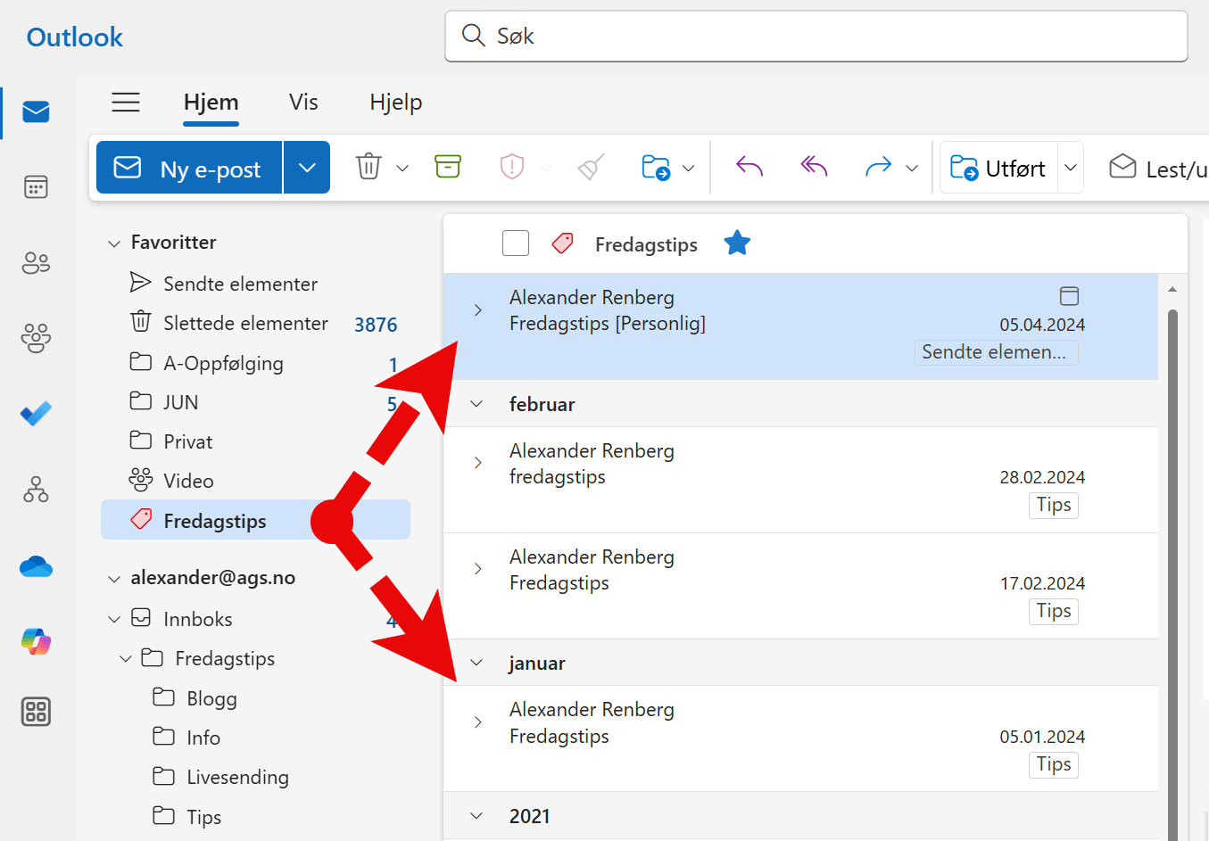 Hvordan legge til en tag som favoritt i Outlook 9