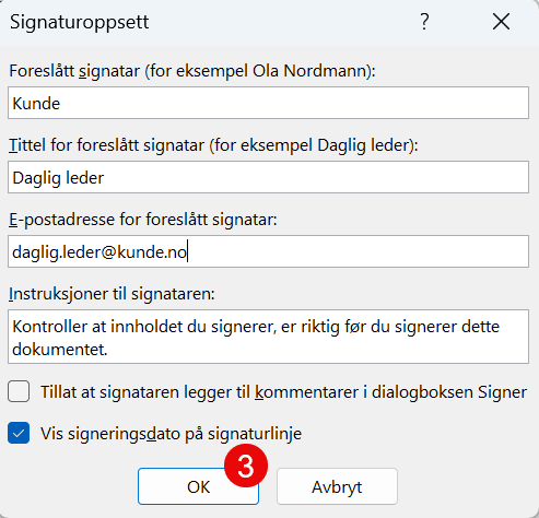 Hvordan legge til signaturlinje i Word 3
