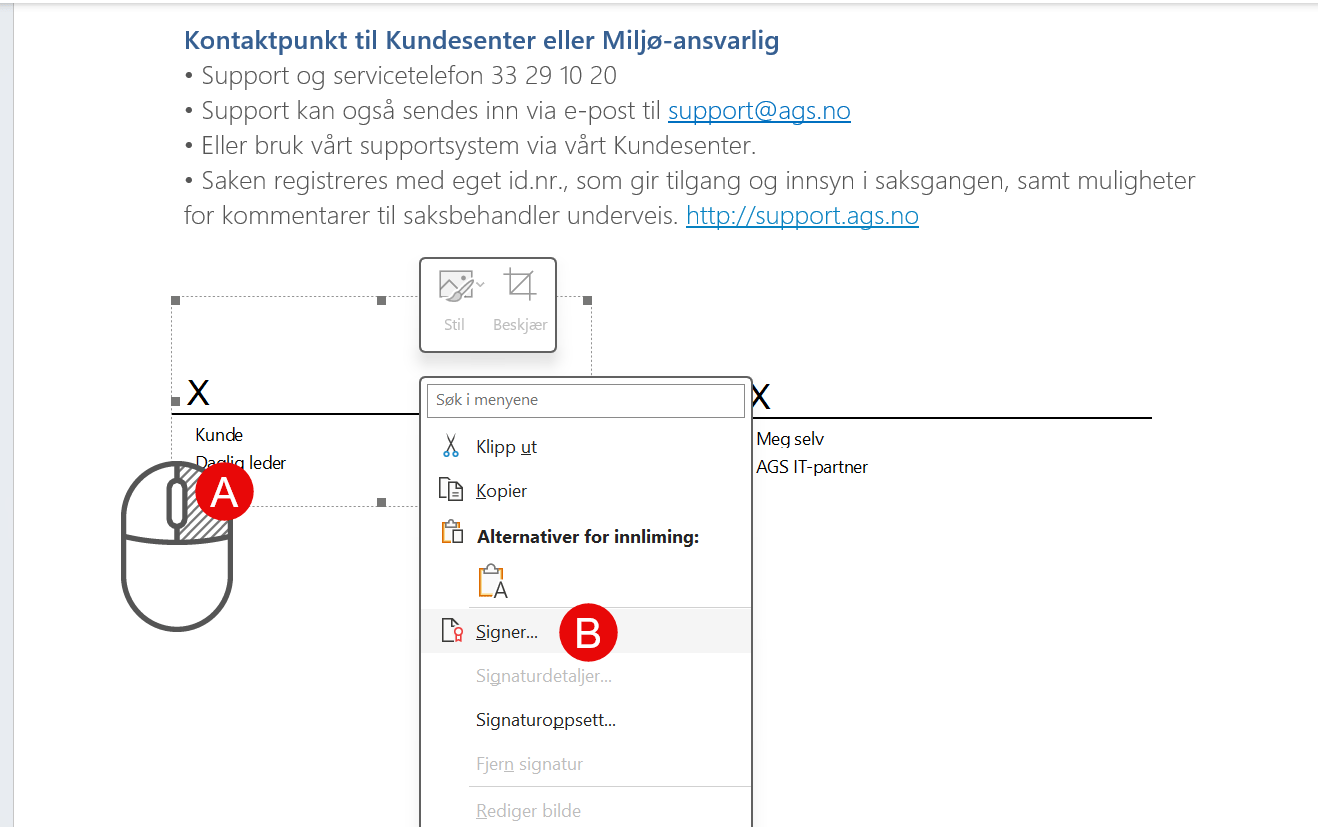 Hvordan legge til signaturlinje i Word 5