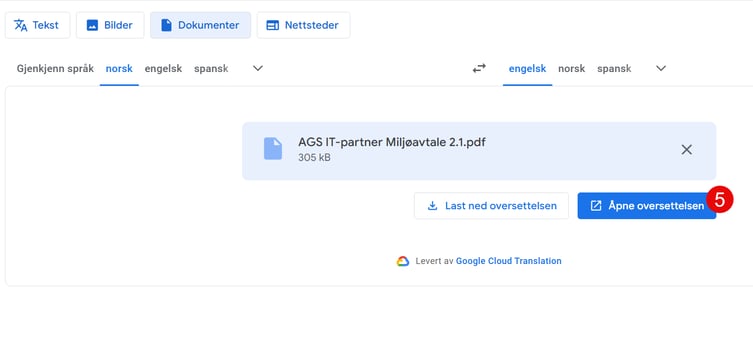 Hvordan oversette PDF automatisk fra norsk til engelsk 7