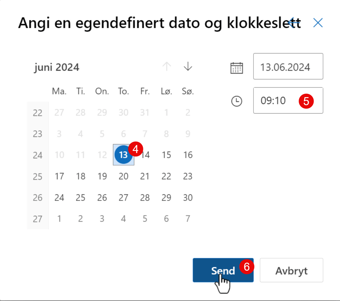 Hvordan planlegge en epost i nye Outlook 4