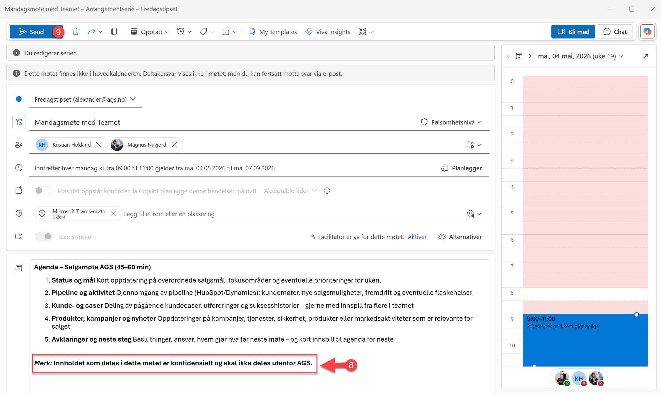 Hvordan redigere gjentakende møter i Outlook kalenderen 7