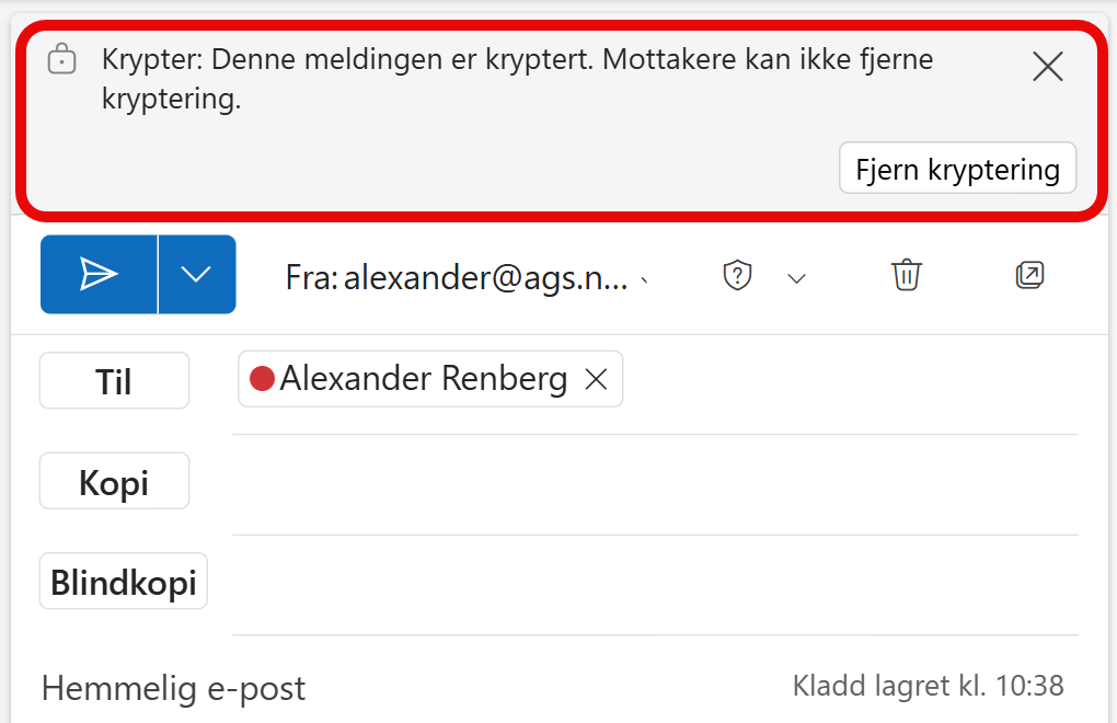 Hvordan sende kryptert e-post i nye Outlook 6