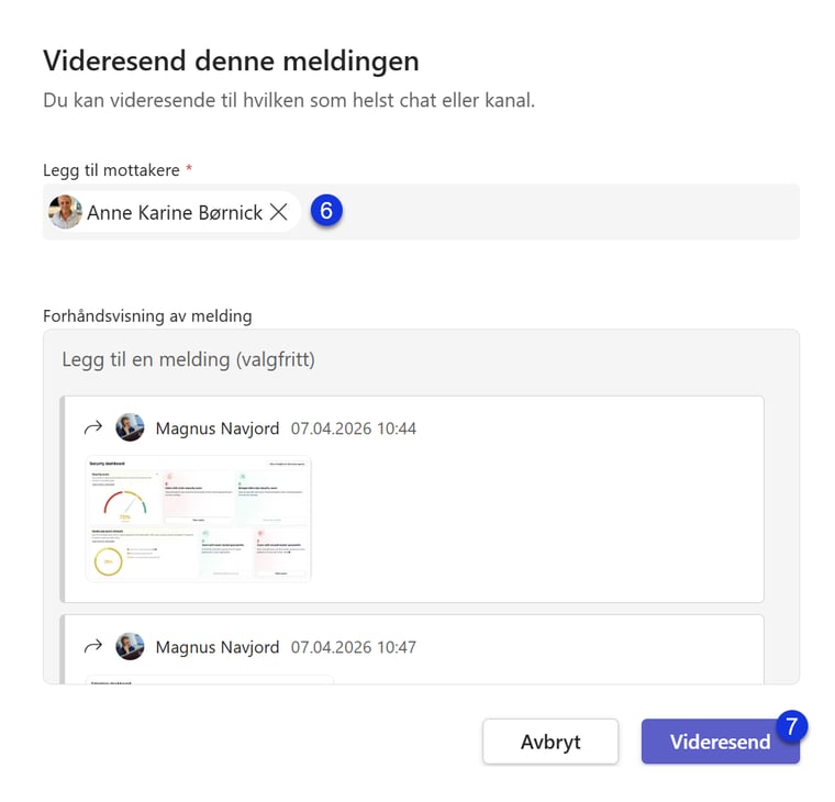 Hvordan videresende chat meldinger i Teams 7