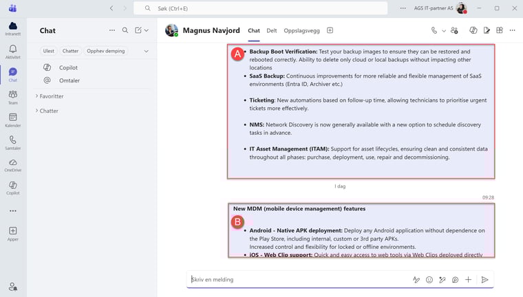 Hvordan videresende flere meldinger samtidig i Teams Chat 2