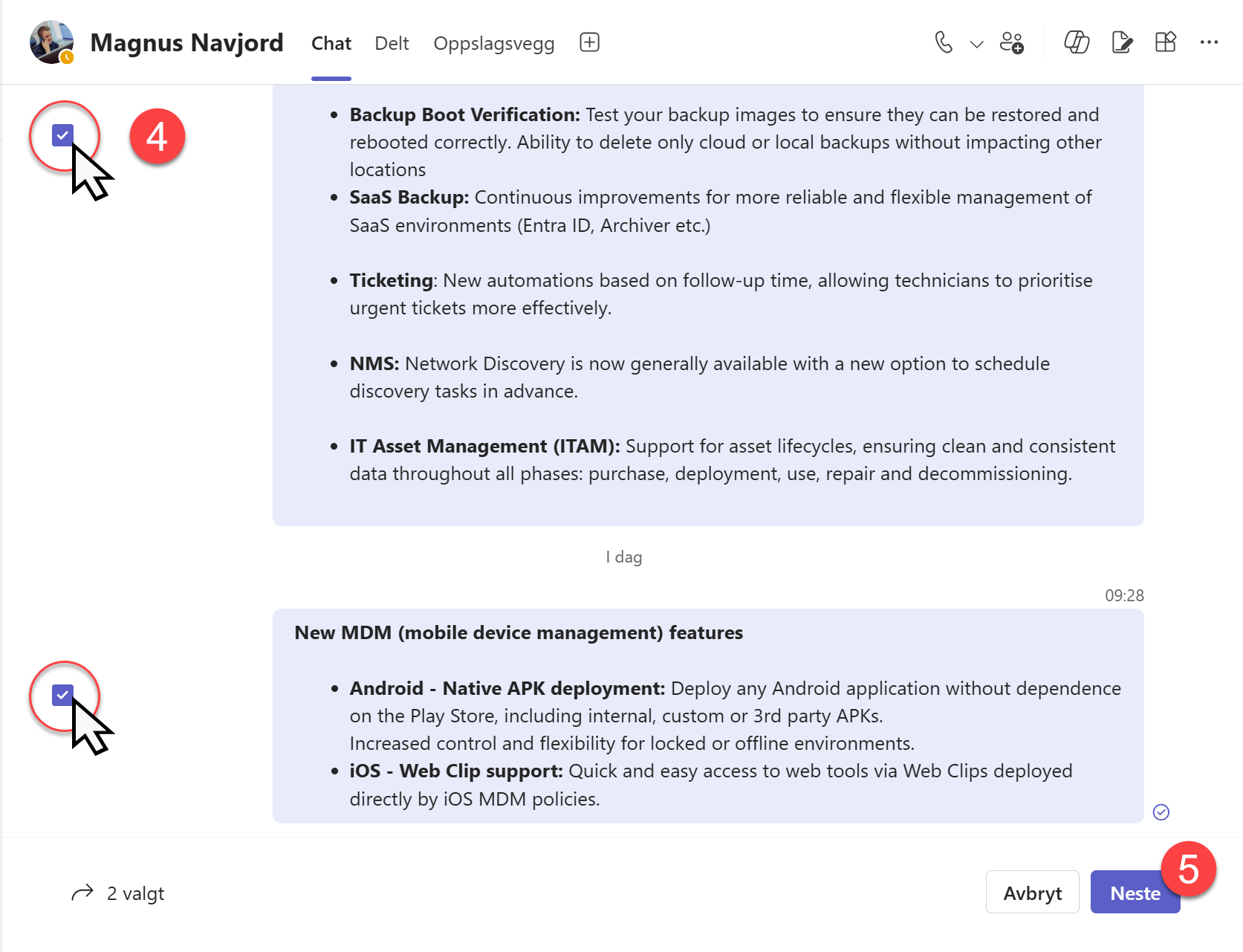 Hvordan videresende flere meldinger samtidig i Teams Chat 4