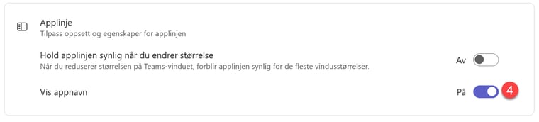 Hvordan vise navn på Applinjen i Teams 3