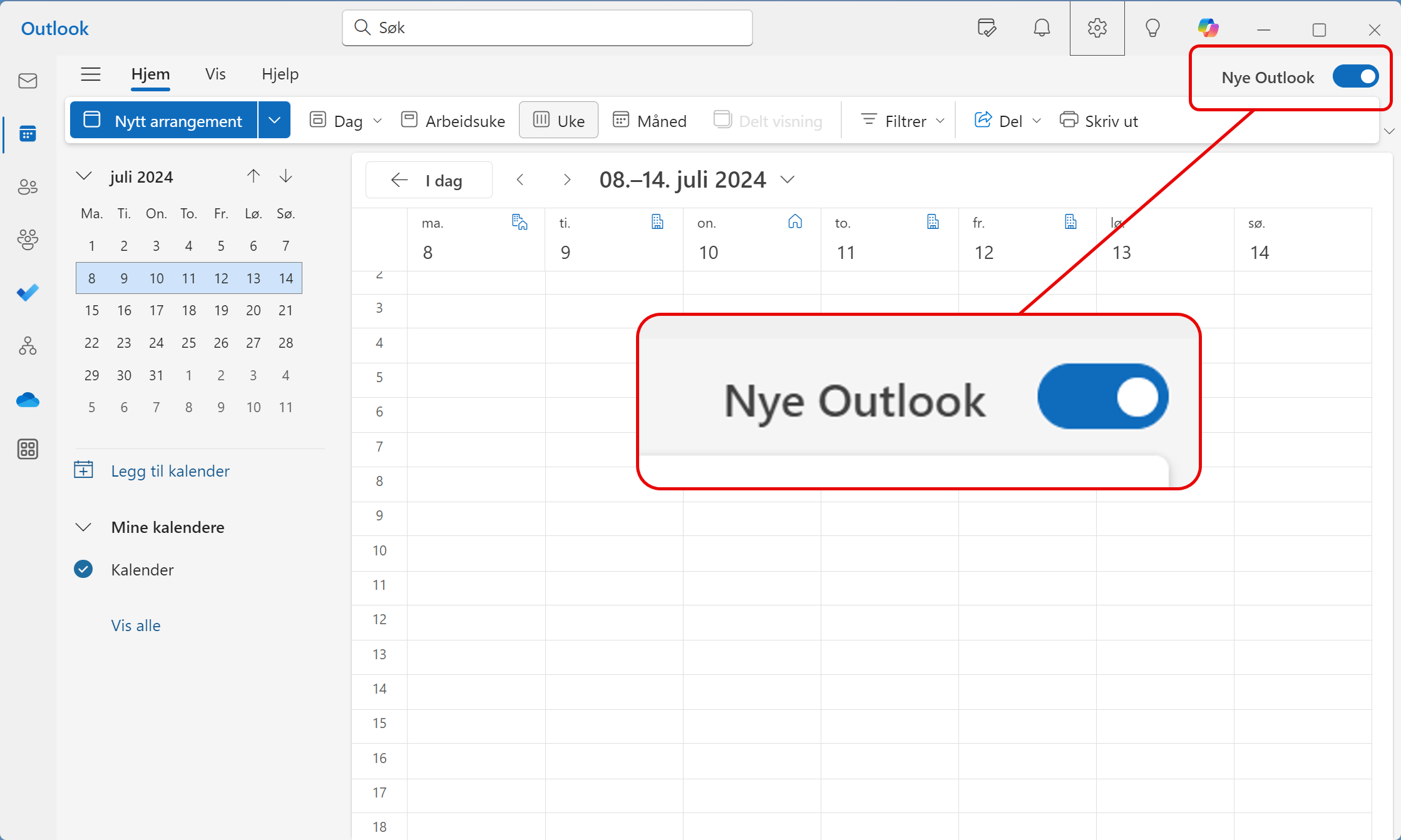 Hvordan vise ukenummer i nye Outlook kalenderen 2