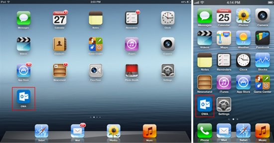 OWA på iPhone og iPad