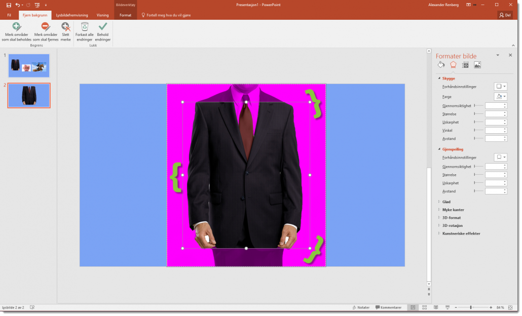 Fjerne bakgrunn på bilder i Powerpoint 2