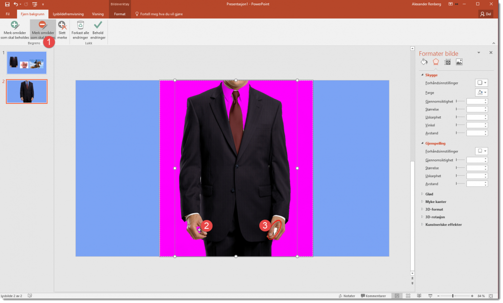Fjerne bakgrunn på bilder i Powerpoint 3