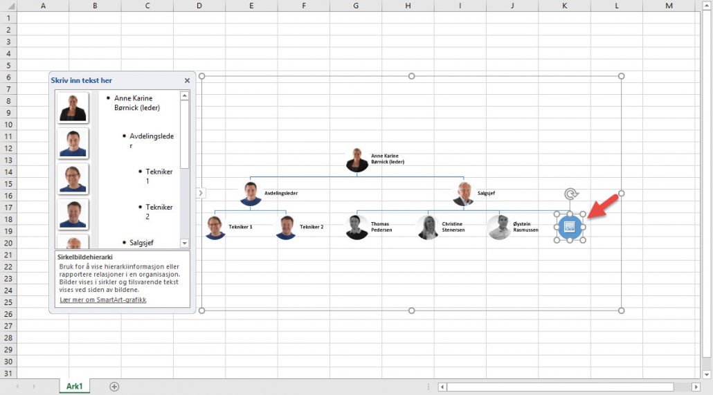 Hvordam lage organisasjonskart i Excel, Word eller Powerpoint 4