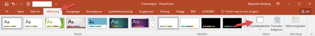 Hvordan endre størrelse på Powerpoint lysbildene