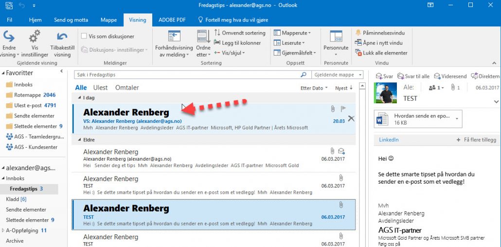 Hvordan gjøre ulest e-poste i Outlook mere synlig 5