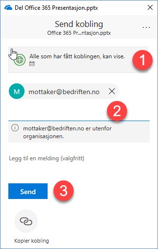 Hvordan sende store filer på e-post med Microsoft OneDrive for Business