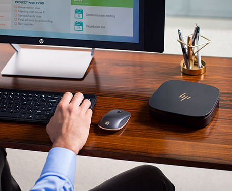 HP Elite Slice er designet for det moderne kontoret. Ikke bare ser den bra ut, den består av alt du trenger. Foto: HP