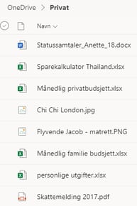 OneDrive filer på teams