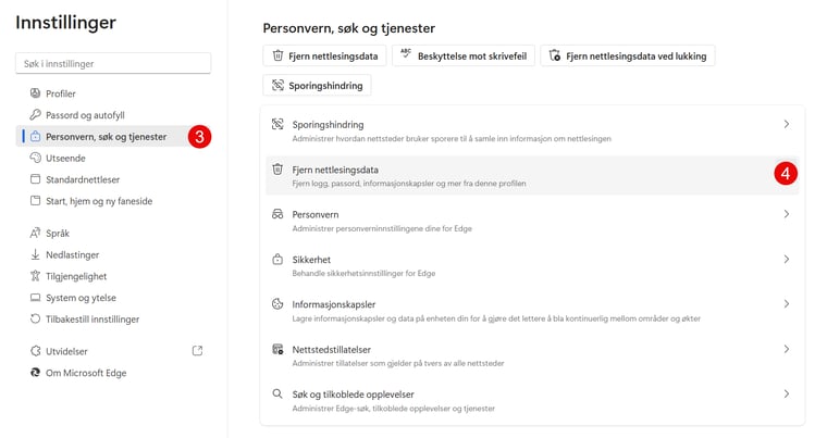 Sikkerhetstips for nettleseren – fjern sporing og logger automatiske Edge 3