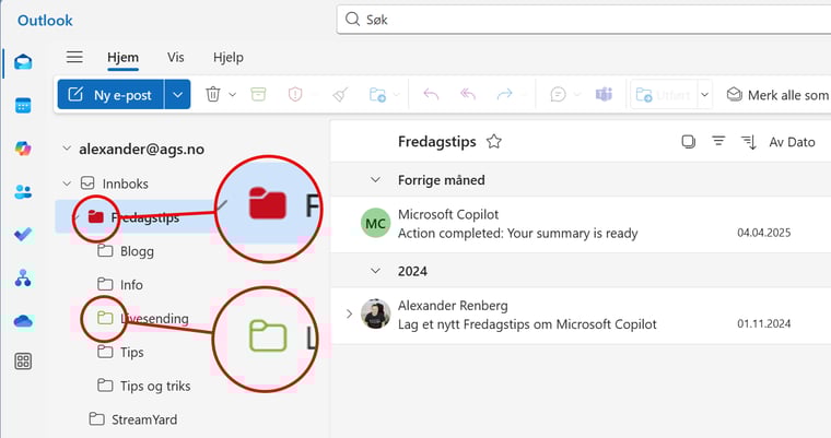 Slik farger du innboksen i Outlook 6