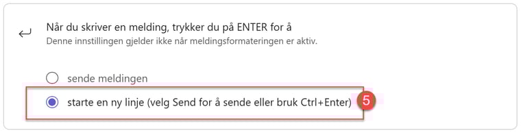 Velg Enter-tastens funksjon i Teams chat 4