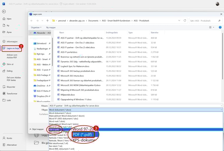 Word supertips - hvordan lagre som PDF 3