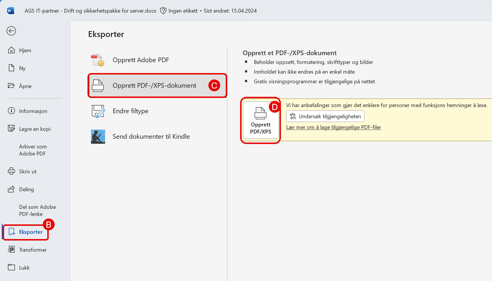 Word supertips - hvordan lagre som PDF 6