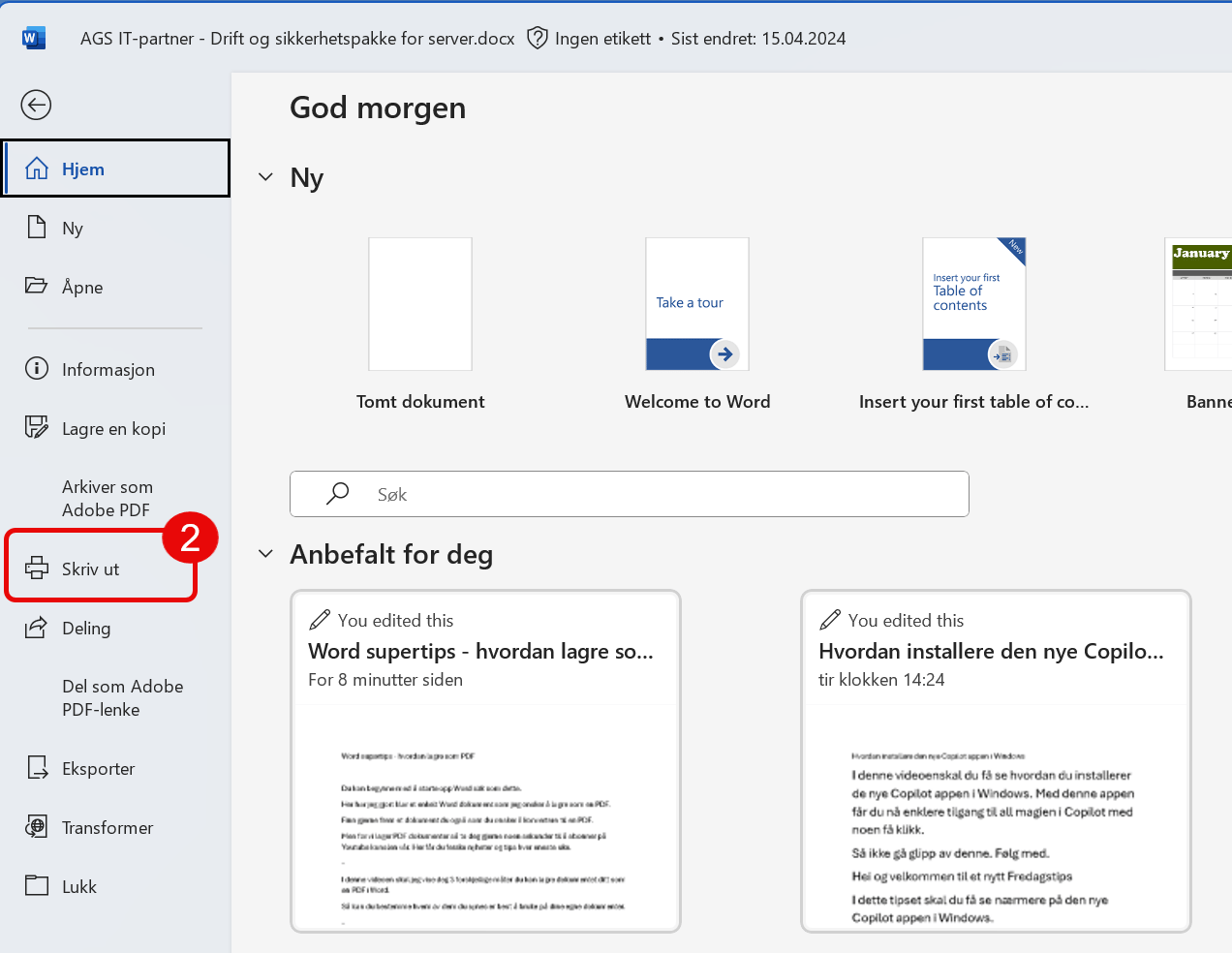 Word supertips - hvordan lagre som PDF 9